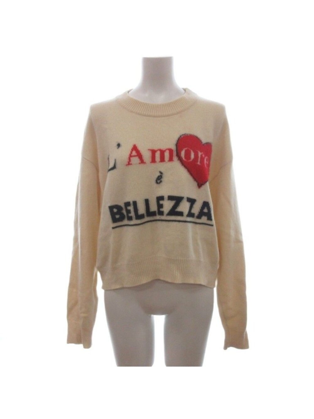 Dolce & Gabbana L'amore Bellezza Knit Sweater Long Sleeve Cashmere Cream Ivory